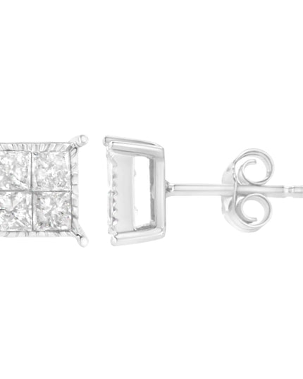 Sterling Silver 3/4 cttw Composite Diamond Stud Earrings (I-J, I2-I3)