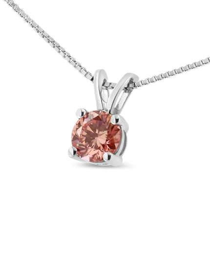 10K White Gold 1/4 Cttw Round Brilliant Cut Lab Grown Diamond 4-Prong Solitaire Pendant Necklace
