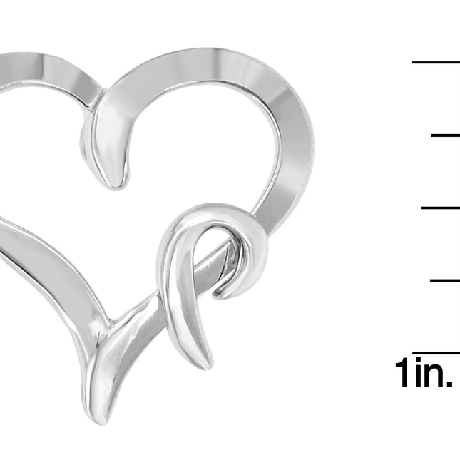 .925 Sterling Silver Heart Shaped Pendant Necklace