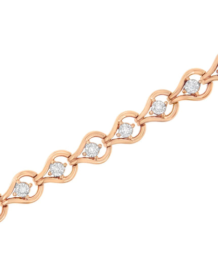 .925 Sterling Silver 1/4 Cttw Diamond Miracle-Set Teardrop Shaped 7” Link Bracelet (I-J Color, I3 Clarity)