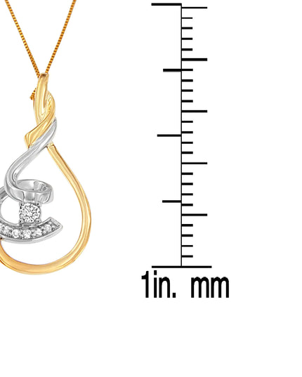 Espira 10K Two-Tone Yellow & White 1/6 Cttw Brilliant-Cut Diamond Layered Spiral 18" Pendant Necklace (H-I Color, I2-I3 Clarity)