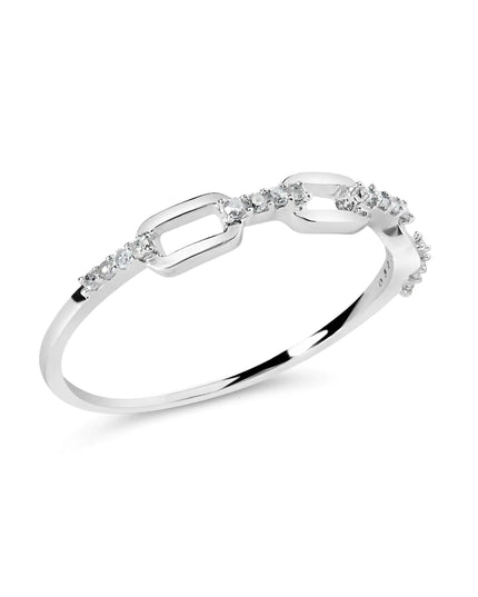 .925 Sterling Silver Diamond Accent Paperclip Band Ring (I-J Color, I2-I3 Clarity)
