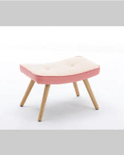 Wooden Stepping Stool – Pink Linen with Non-Slip Cushion
