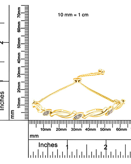 .925 Sterling Silver Diamond Accent Alternating Swirl link Bolo Bracelet (I-J Color, I2-I3 Clarity) - 6" to 9" Adjustable