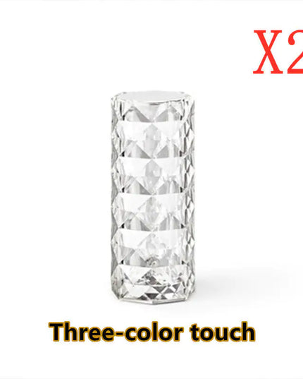 Crystal USB Table Lamp Touch Dimming Night Light Rose Projector Decor