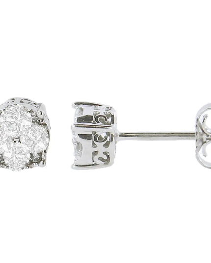 .925 Sterling Silver 1/2 cttw Prong Set Round-Cut Diamond Cluster Stud Earring (I-J Color, I2-I3 Clarity)
