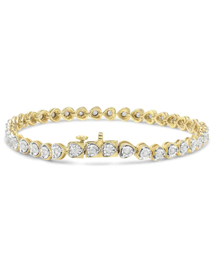 .925 Sterling Silver 1.0 Cttw Miracle Set Diamond Heart-Link 7" Tennis Bracelet (I-J Color, I2-I3 Clarity)