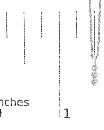 .925 Sterling Silver 1/7 Cttw Lab Grown Diamond Three Stone Diamond Pendant Necklace - 18" Inches