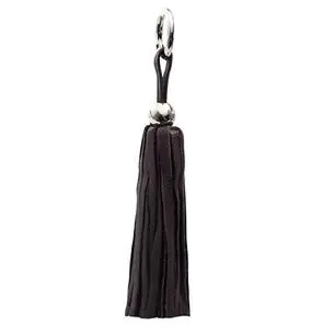 Leather Tassel - Silver/Chocolate