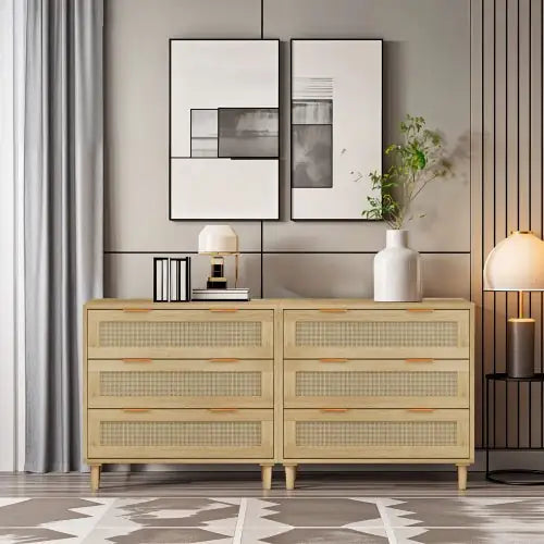 3 Drawers Rattan Locker Rattan Drawer - 2 Piece Set