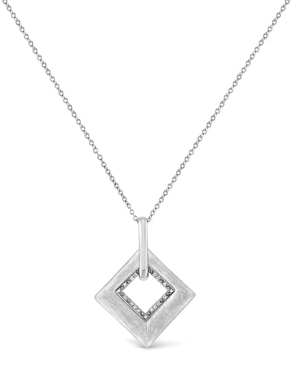 .925 Sterling Silver Pave-Set Diamond Accent Kite Shape 18" Pendant Necklace (I-J Color, I1-I2 Clarity)