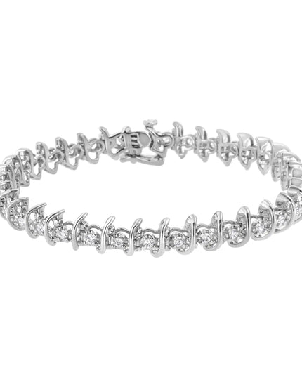 .925 Sterling Silver 1 cttw Prong-Set Diamond Link Bracelet (I-J, I1-I2) - 7.25"