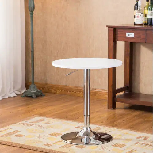 Adjustable Wood And Metal Bar Table In White