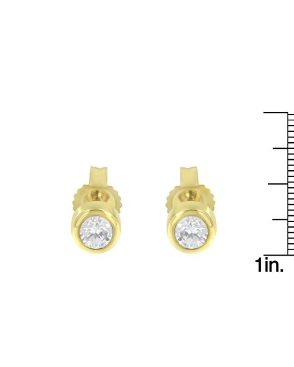 10K Gold 1/5 Cttw Round Brilliant-Cut Near Colorless Diamond Bezel-Set Stud Earrings (H-I Color, I1-I2 Clarity)