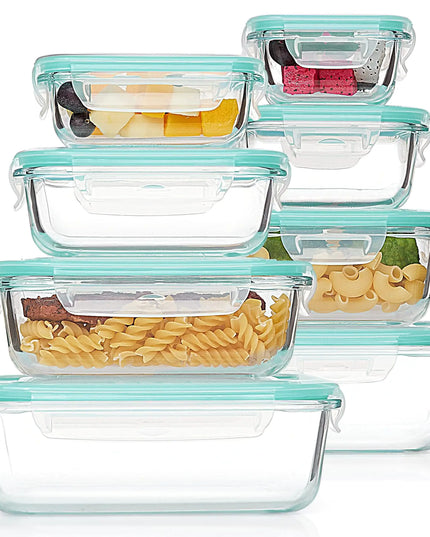 8-Pack Glass Food Storage Containers – Airtight, Leak-Proof Bento Boxes with Locking Lids – Microwave, Oven, Freezer & Dishwasher Safe