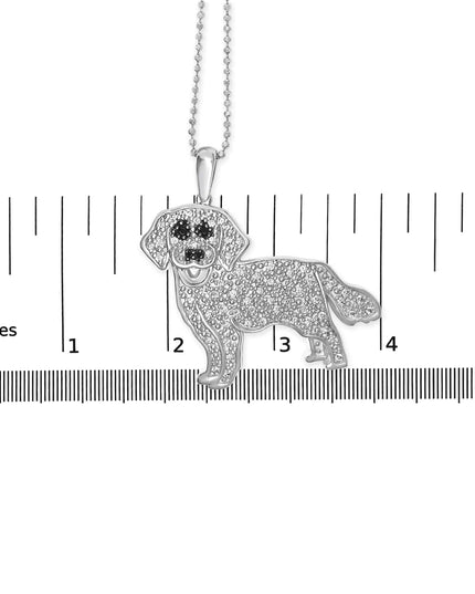 .925 Sterling Silver 1/3 Cttw White and Black Diamond  Labrador Retriever Dog Pendant Necklace (I-J Color, I2-I3 Clarity) - 18" Inches