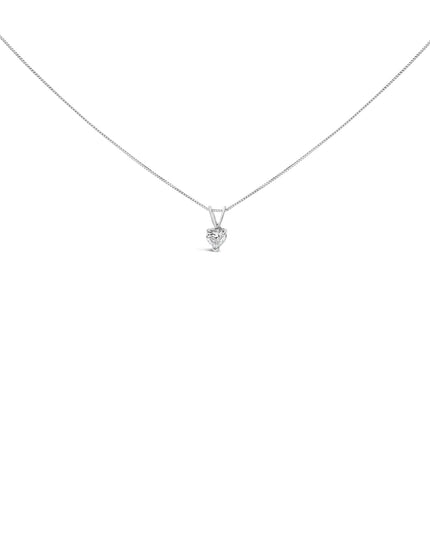 14K White Gold 3-Prong Set Heart Shaped Solitaire Lab Grown Diamond 18" Pendant Necklace (F-G Color, VS2-SI1 Clarity)