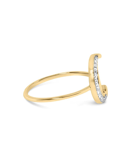 10K Yellow Gold 1/10 Cttw Diamond Crescent Moon Ring (I-J Color, I1-I2 Clarity)