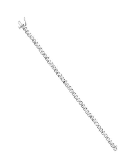 .925 Sterling Silver 1.00 Cttw Diamond C-Shaped Link Bracelet (I-J Color, I3 Clarity)