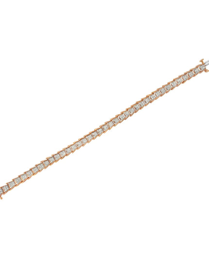 .925 Sterling Silver 2.0 Cttw Diamond Fan-Shaped Fancy Chevron Link Tennis Bracelet (I-J Color, I3 Clarity) - 7"