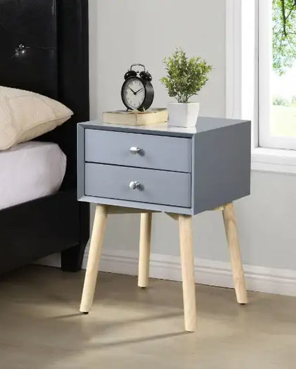 1-drawer Side Table, Rubber Wood Legs, Mid-century Modern Storage Cabinet, Bedroom Living Room