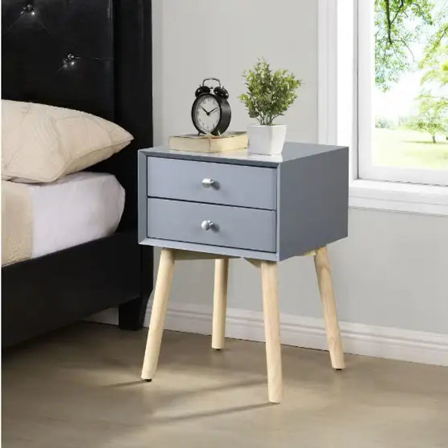 1-drawer Side Table, Rubber Wood Legs, Mid-century Modern Storage Cabinet, Bedroom Living Room
