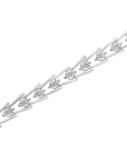 .925 Sterling Silver 1/4 cttw Miracle Set Diamond Sleek and Open "V"Bracelet (I-J Color, I3 Clarity) -7.5"