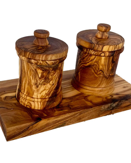 Olive Wood Canister Set for Spices, Herbs and Coffee
