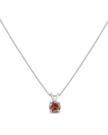 10K White Gold 1/4 Cttw Round Brilliant Cut Lab Grown Diamond 4-Prong Solitaire Pendant Necklace