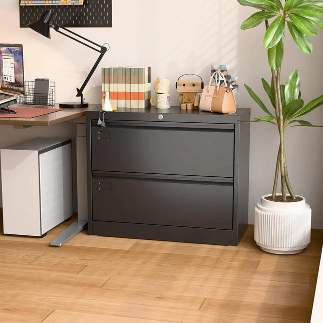 Aobabo Metal 2-drawer Lateral File Cabinet, 34.5" Wide, Letter/legal Size, Black, Assembly Required