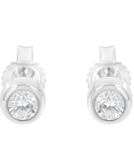 10K Gold 1/5 Cttw Round Brilliant-Cut Near Colorless Diamond Bezel-Set Stud Earrings (H-I Color, I1-I2 Clarity)