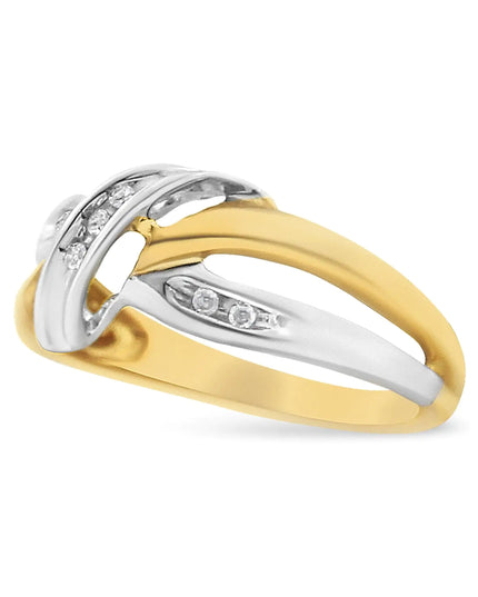10K Yellow and White Gold 1/20 Cttw Round-Cut Diamond Bypass Ring (I2 Color, I-J Clarity)