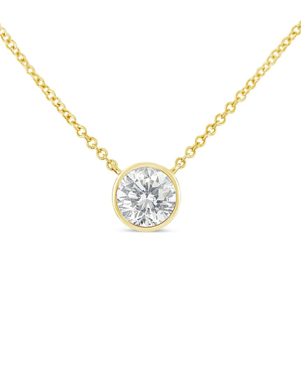 Sterling Silver Bezel-Set Diamond Solitaire Pendant Necklace (1/3 cttw, H-I Color, I1-I2 Clarity)
