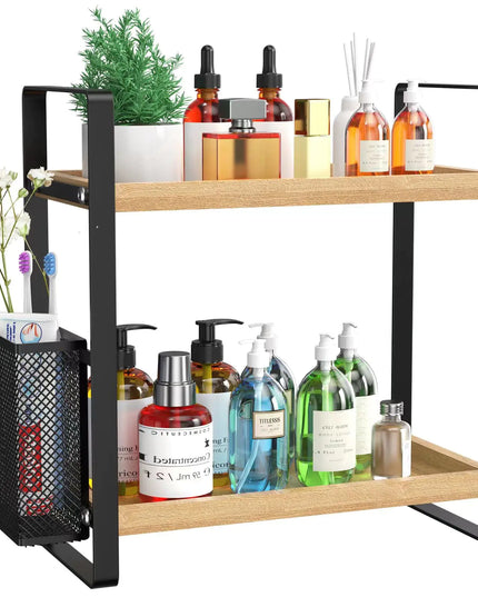 Bathroom Counter Organizer with Basket – Skincare and Vanity Storage – Multi-Purpose Organizer for Bathroom, Kitchen, and Dresser