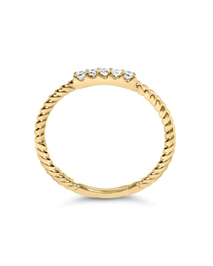 10K Yellow Gold 1/10 Cttw Diamond 5 Stone Braided Shank Band Ring (I-J Color, I2-I3 Clarity)
