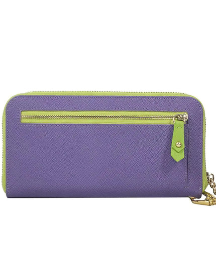 Layla Leather Wallet- Lime Green/Plum