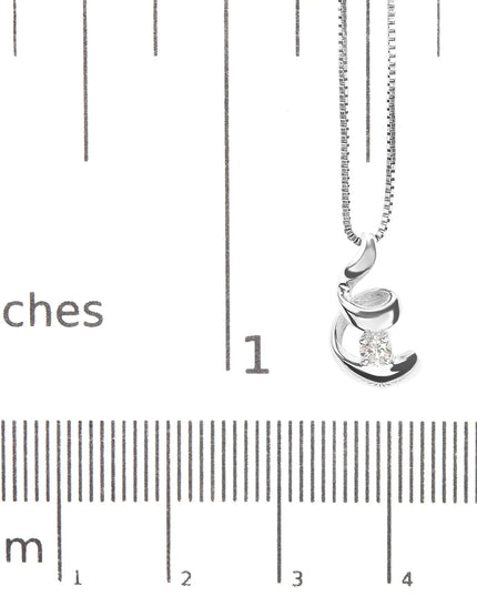 10K White Gold 1/10 Cttw Diamond Solitaire Spiral 18" Pendant Necklace (I-J Color, I2-I3 Clarity)