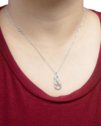 925 Sterling Silver Diamond Accent Interlocking Infinity Pendant Necklace (H-I Color, I2-I3 Clarity) - 18" Inches
