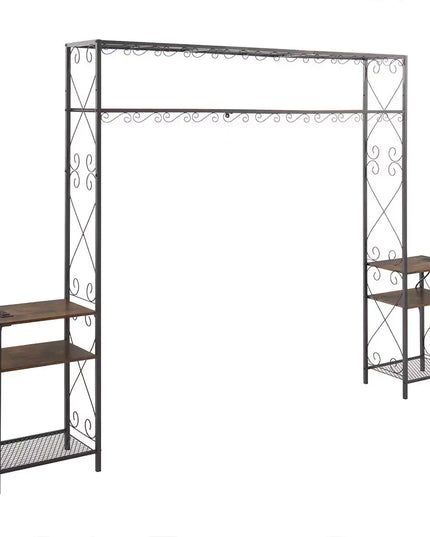 Queen Size Metal Storage Headboard,with Charging Stations,2 Nightstands And Storage Shelves,for Bedroom