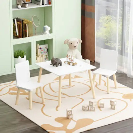 Wooden Kids Table & 2 Chairs Set