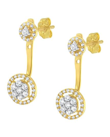 14K Yellow Gold Plated .925 Sterling Silver 5/8 Cttw Diamond Removable Stud and Dangle Earrings (I-J Color, I2-I3)