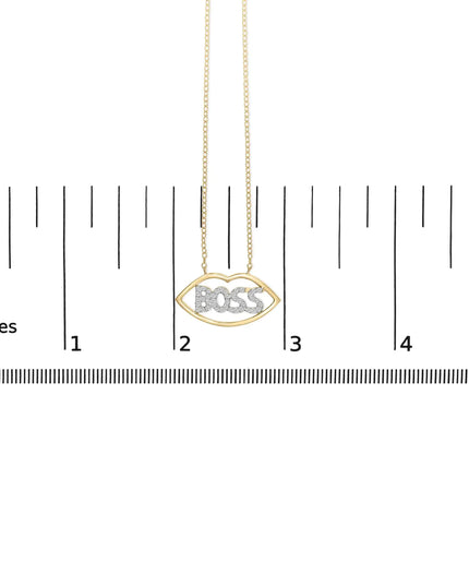14K Yellow Gold Plated Silver 1/4 Cttw Diamond "Boss" Pendant Necklace - 18 Inch