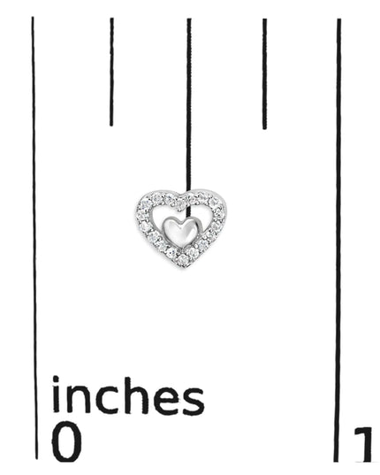 925 Sterling Silver 1/6 Cttw Diamond Open Double Heart Stud Earrings - Choice of Diamond Color