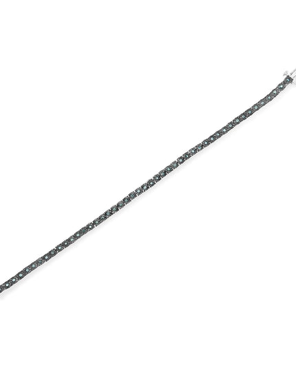 Black Rhodium Plated .925 Sterling Silver 1.0 Cttw Diamond Miracle Tennis Bracelet (Enhanced Blue Color, I3 Clarity) - 7"