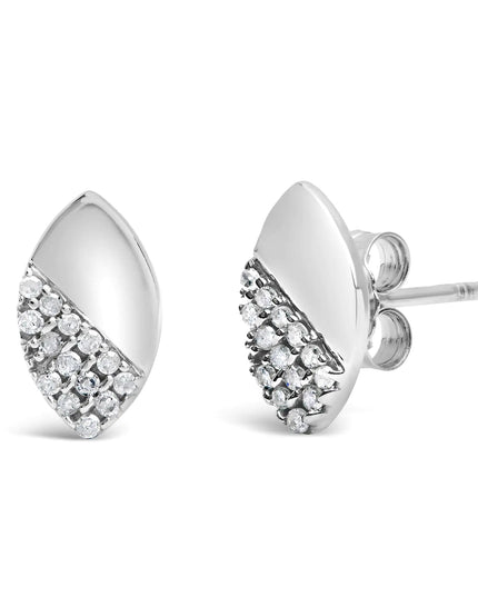 925 Sterling Silver 1/6 Cttw Diamond and Mirror Polish Pear Shape Stud Earrings (I-J Color, I2-I3 Clarity)