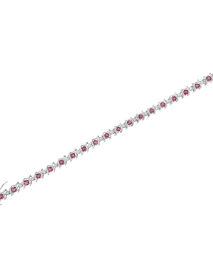 .925 Sterling Silver Lab-Grown Birthstone and 1/6 Cttw Round Diamond Tennis Bracelet (H-I Color, I1-I2 Clarity)