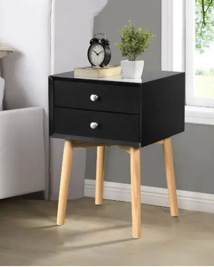 1-drawer Side Table, Rubber Wood Legs, Mid-century Modern Storage Cabinet, Bedroom Living Room