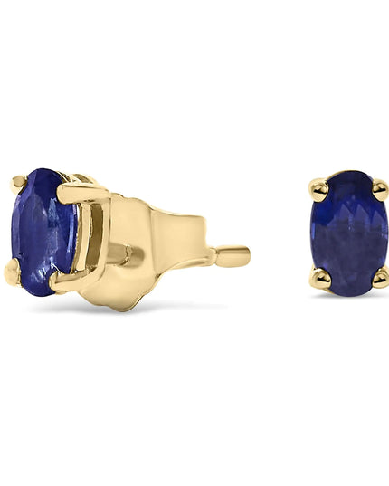14K Gold Oval Cut Gemstone Birthstone 5x3 mm Stud Earrings
