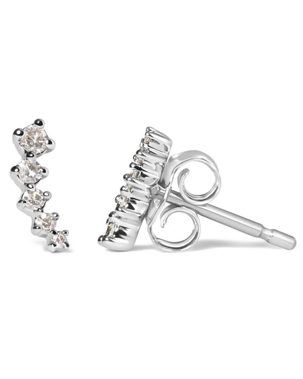 10K White Gold 1/10 Cttw Diamond Journey Style Climber Stud Earrings (H-I Color, I1-I2 Clarity)