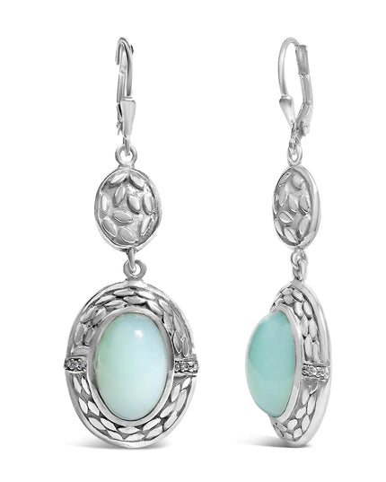 .925 Sterling Silver Chalcedony Diamond Accent Drop and Dangle Earring (K-L Color, I1-I2 Clarity)